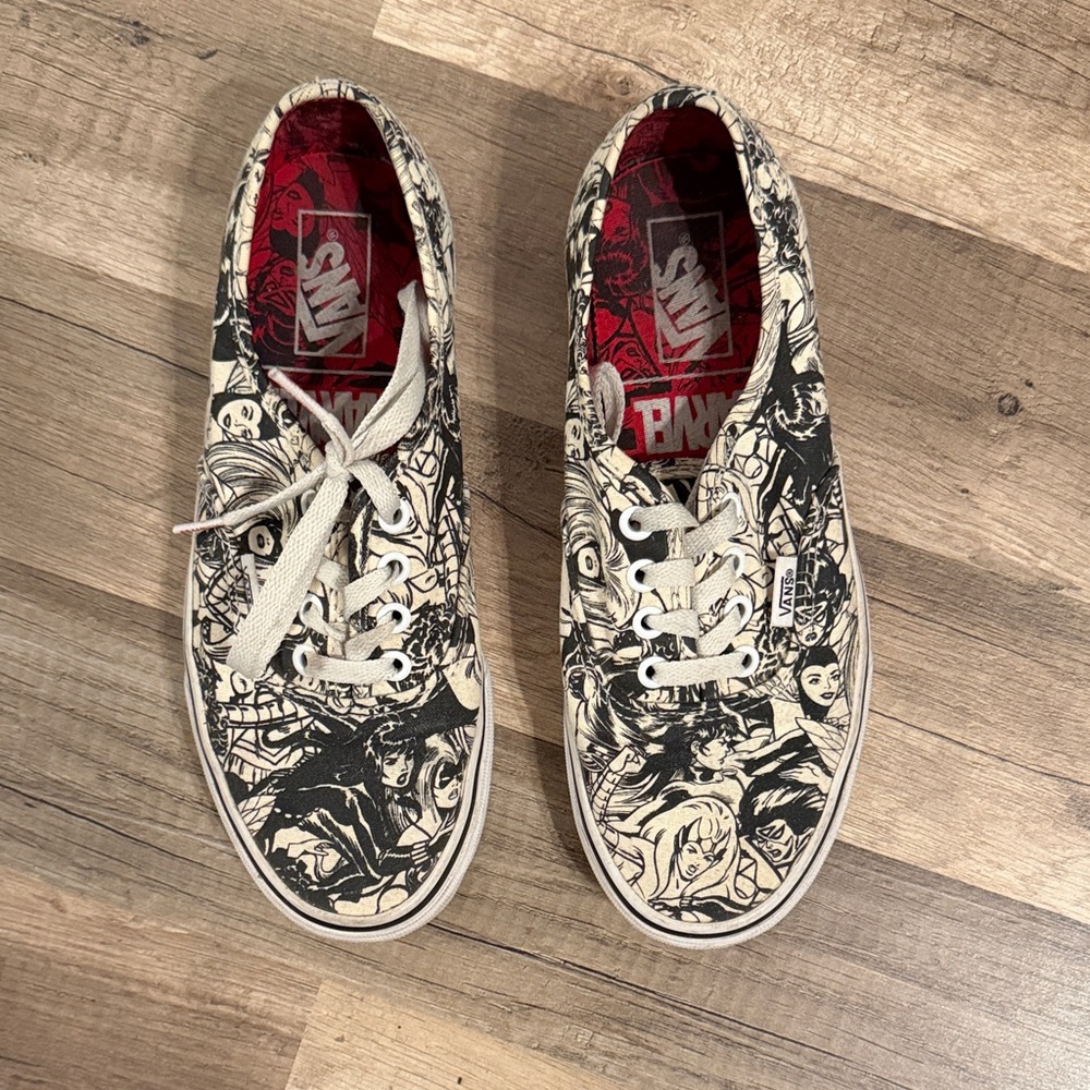 Graphic Canvas Sneakers with Red Interior